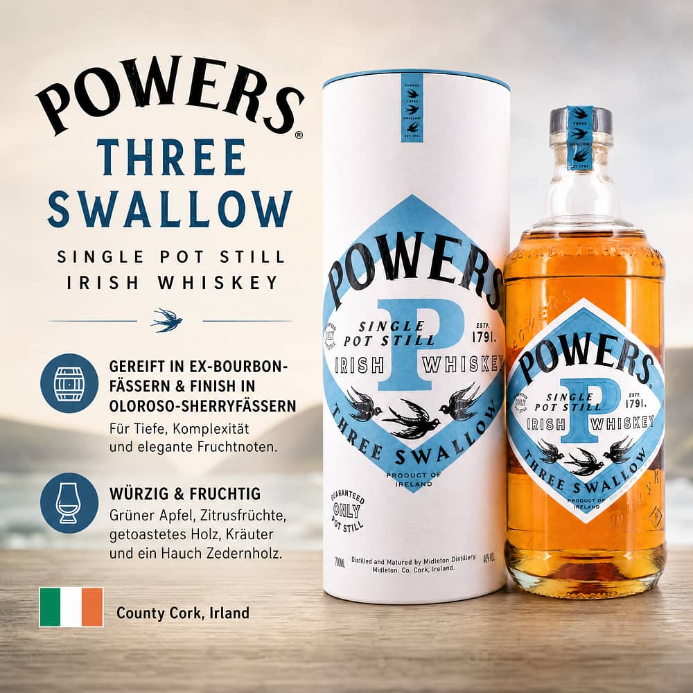 Powers Three Swallow 0,70 Liter/ 40.0% vol Produktbild