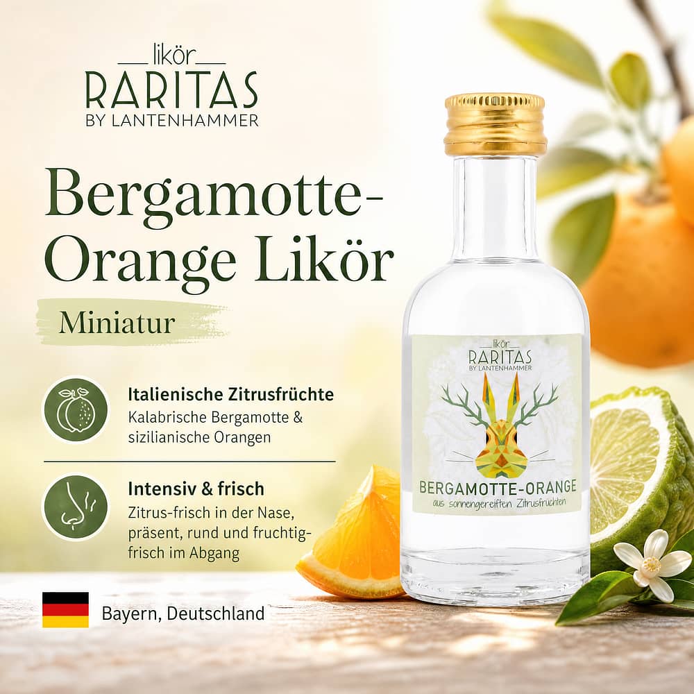 Raritas Bergamotte-Orange Likör Miniatur 0,050 Liter/ 38.0% vol Produktbild