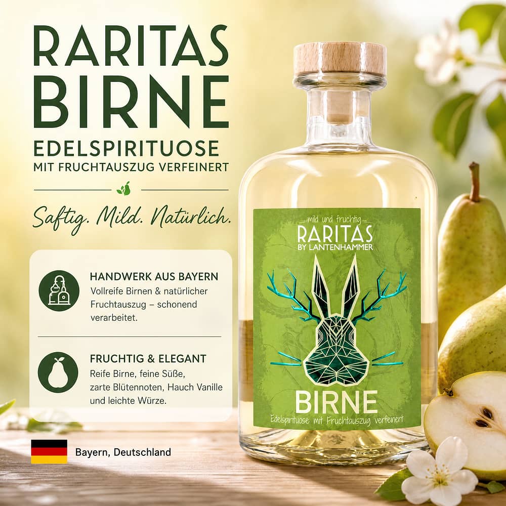 Raritas Birne Edelspirituose mit Fruchtauszug verfeinert 0,50 Liter/ 32.0% vol Produktbild