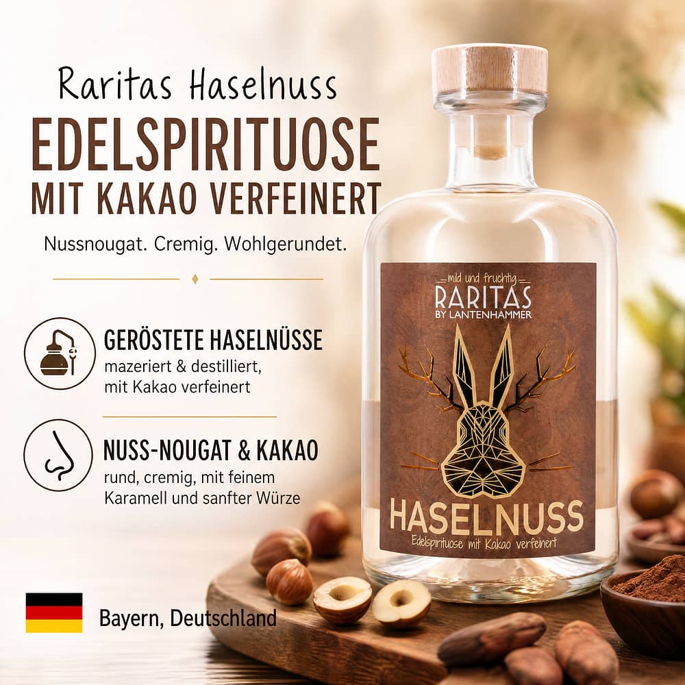 Raritas Haselnuss Edelspirituose mit Kakao verfeinert 0,50 Liter/ 32.0% vol Produktbild