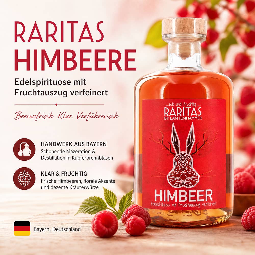 Raritas Himbeere Edelspirituose mit Fruchtauszug verfeinert 0,50 Liter/ 32.0% vol Produktbild