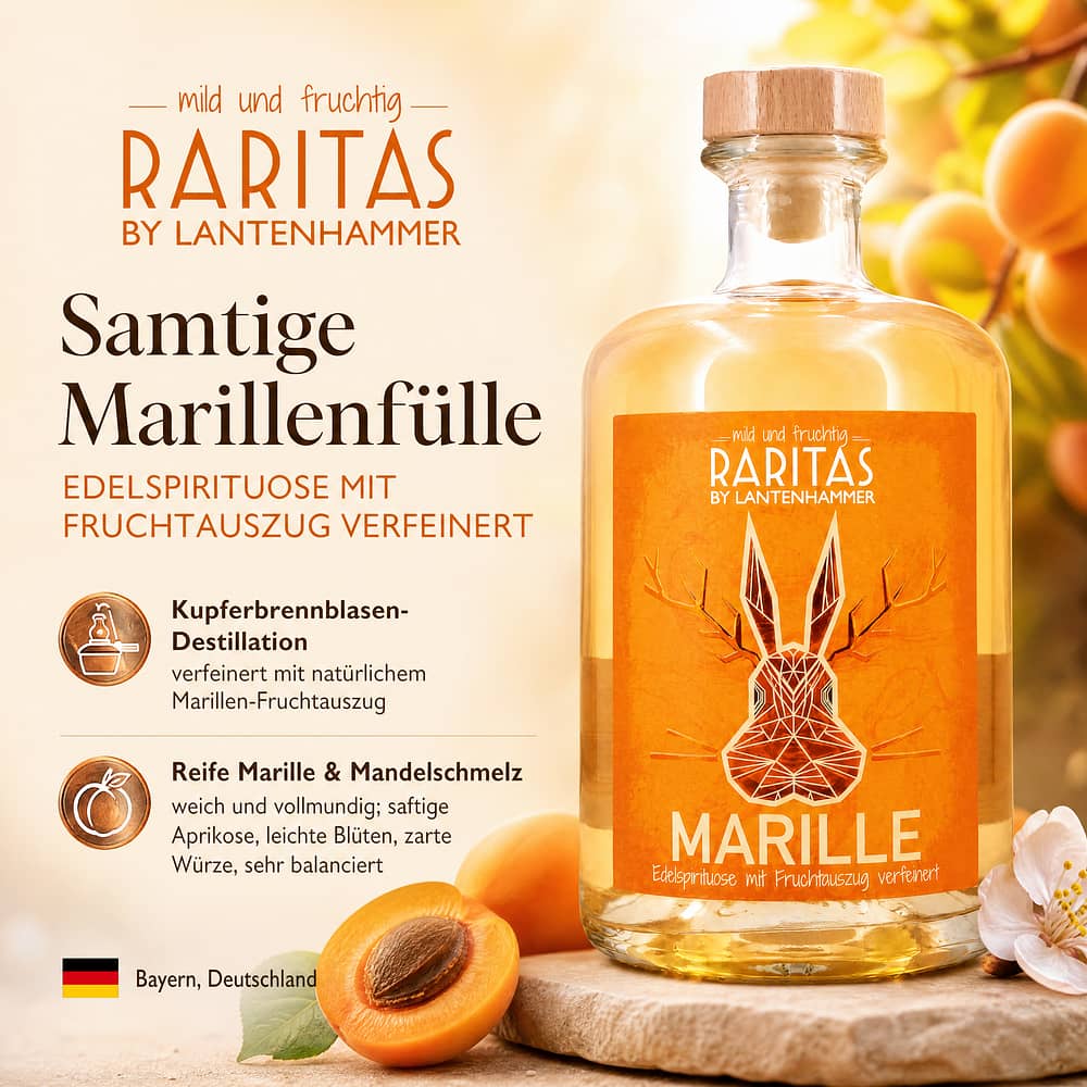 Raritas Marille Edelspirituose mit Fruchtauszug verfeinert 0,50 Liter/ 32.0% vol Produktbild