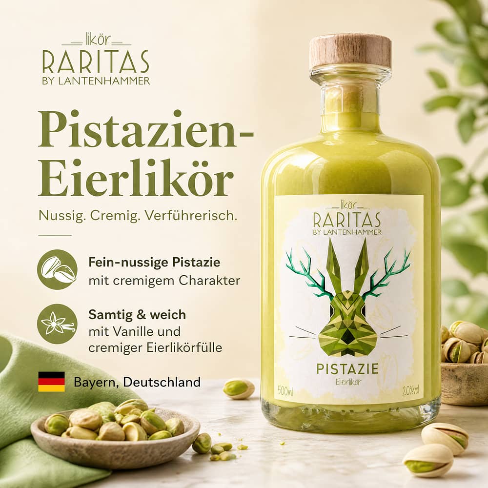 Raritas Pistazien-Eierlikör Pistazienlikör mit Ei 0,50 Liter/ 20.0% vol Produktbild