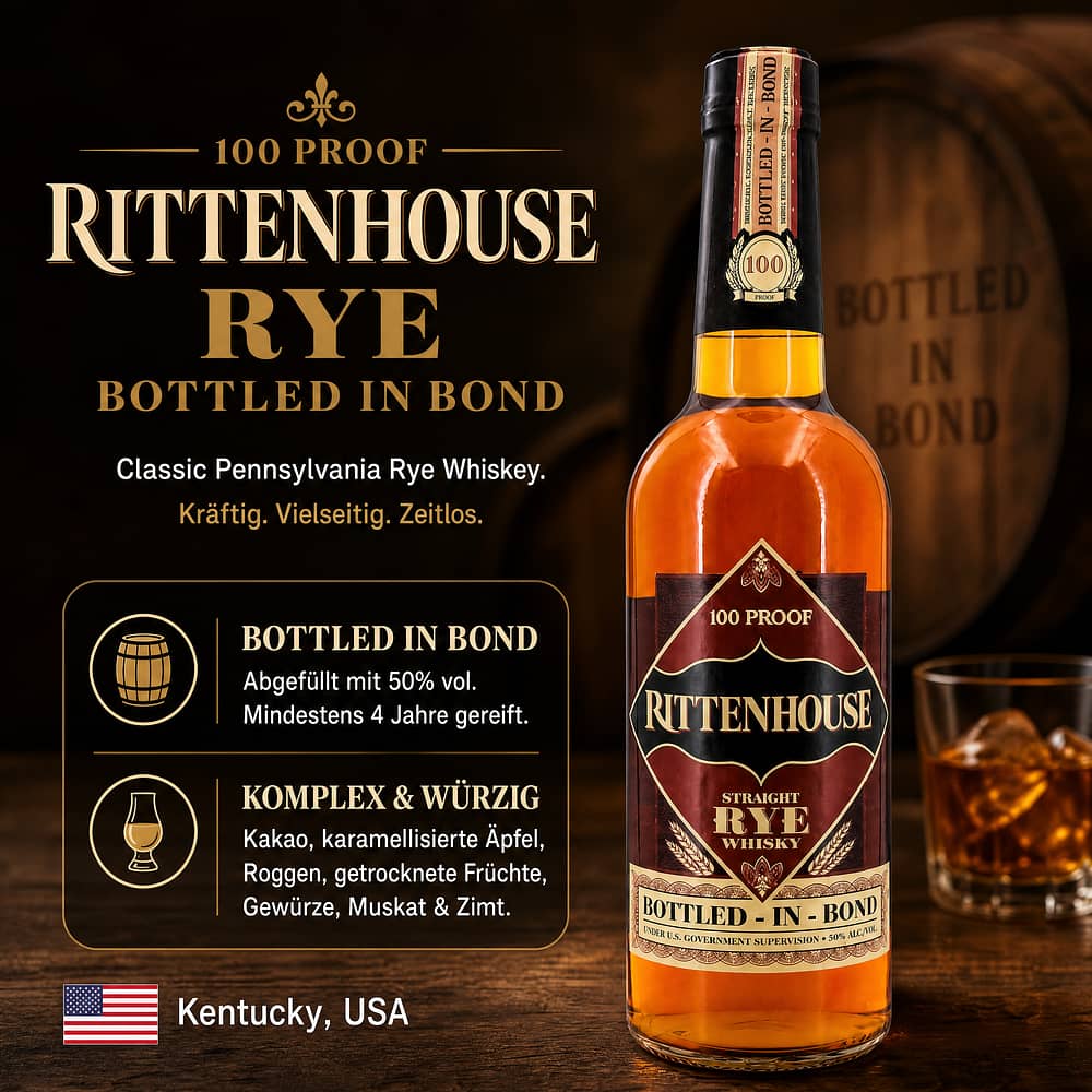 Rittenhouse Rye Bottled in Bond 100 Proof 0,70 Liter/ 50.0% vol Produktbild