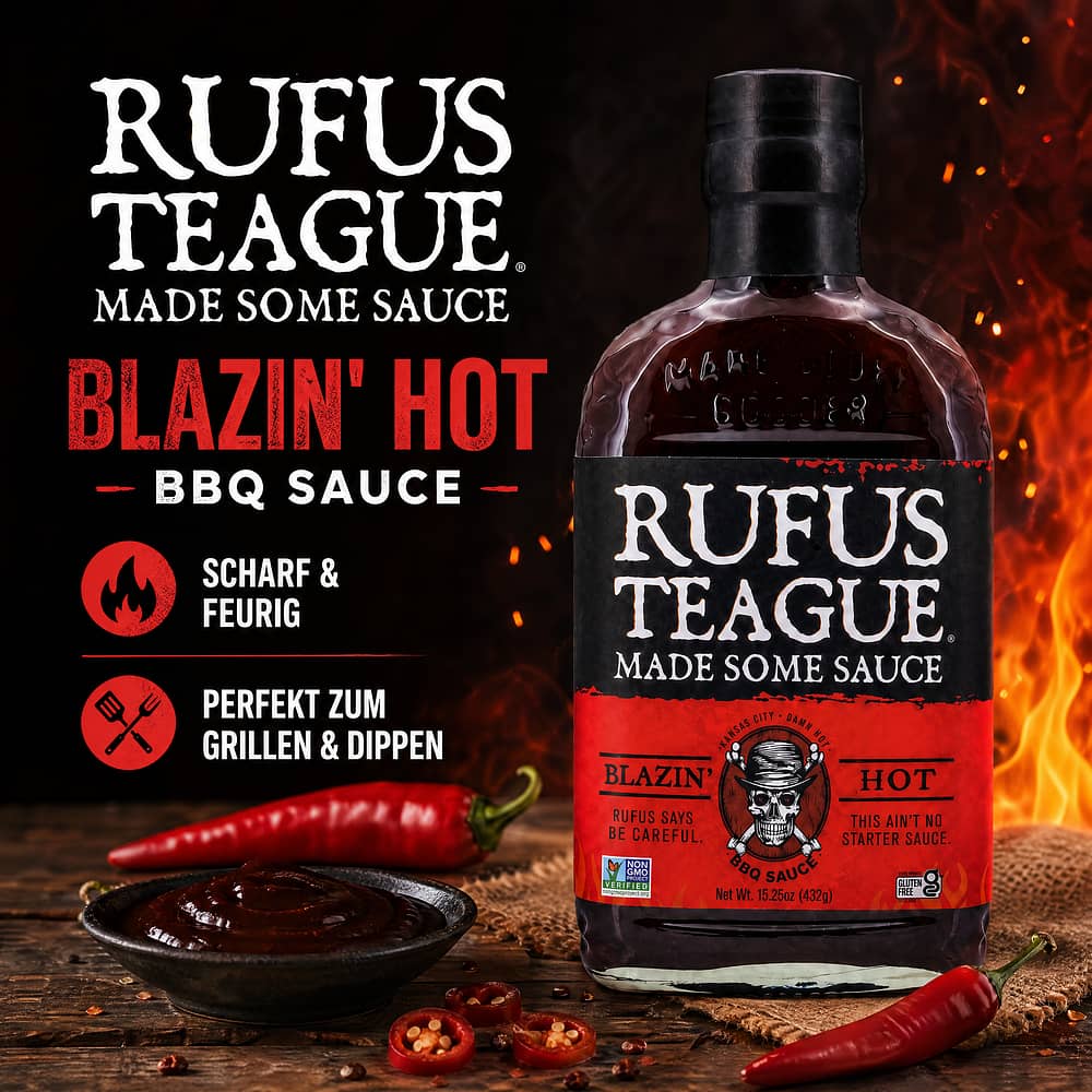 Rufus Teague Blazin Hot BBQ-Sauce 432 Gramm Produktbild