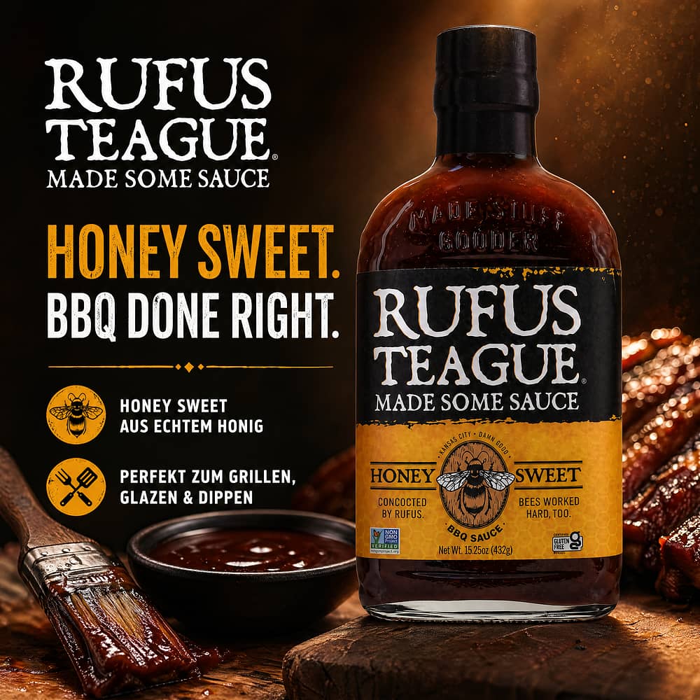 Rufus Teague Honey Sweet BBQ-Sauce 432 Gramm Produktbild