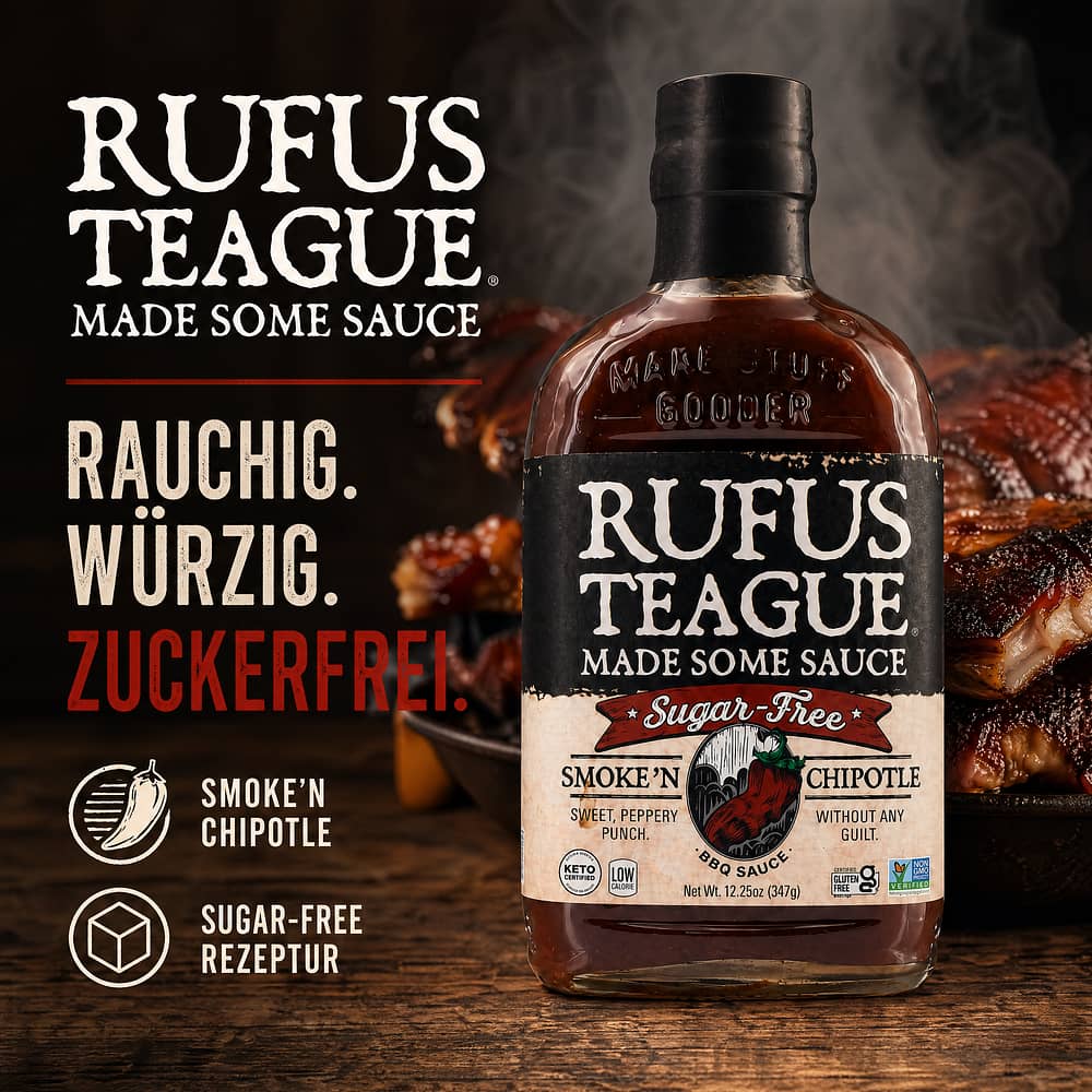 Rufus Teague Smoke 'N Chipotle BBQ-Sauce Sugar Free 347 Gramm Produktbild