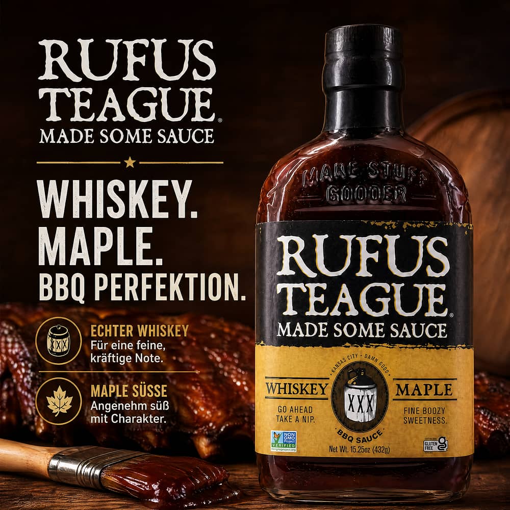 Rufus Teague Whiskey Maple BBQ-Sauce 432 Gramm Produktbild