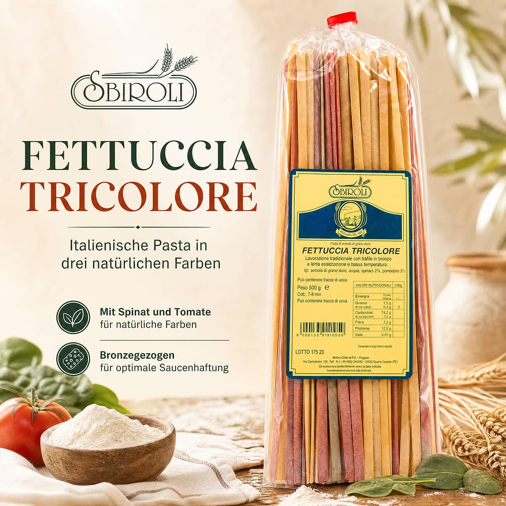 Sbiroli Fettuccia Tricolore 500 Gramm Produktbild
