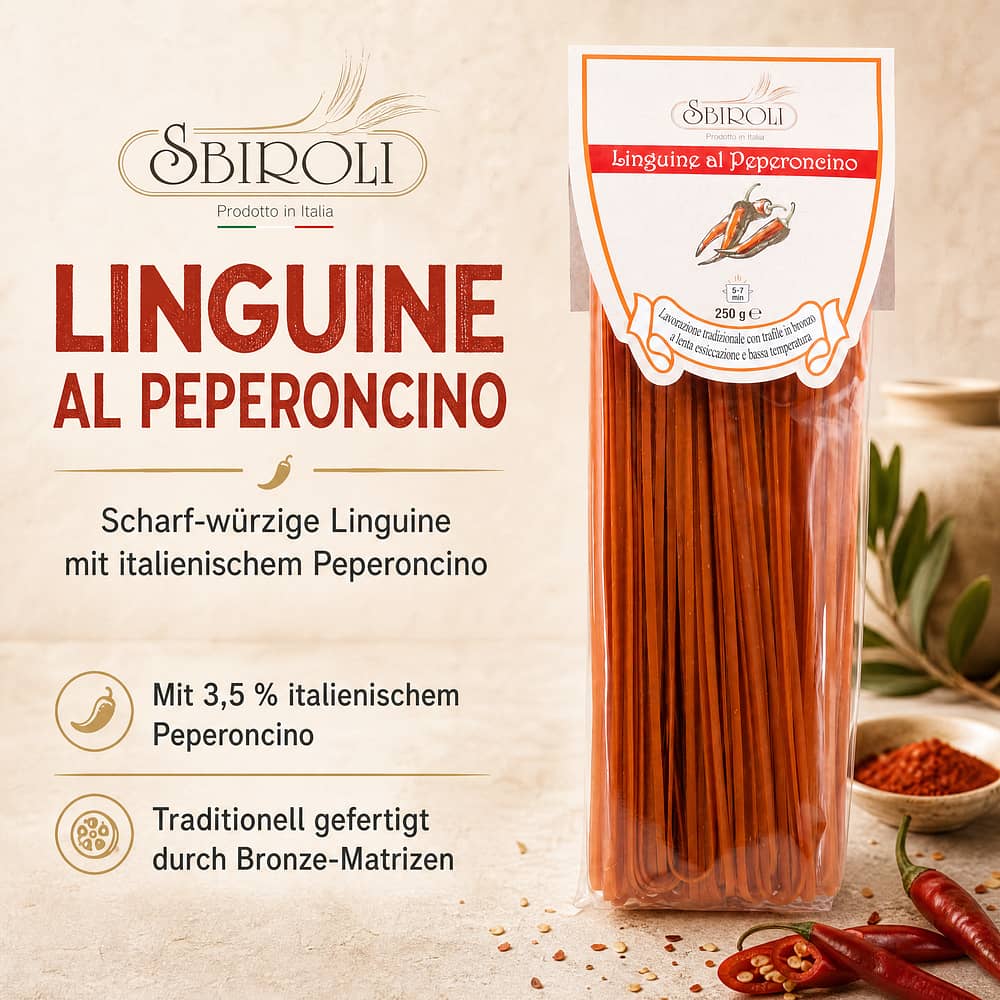 Sbiroli Linguine al Peperoncino Linguine mit scharfer Paprika 250 Gramm Produktbild