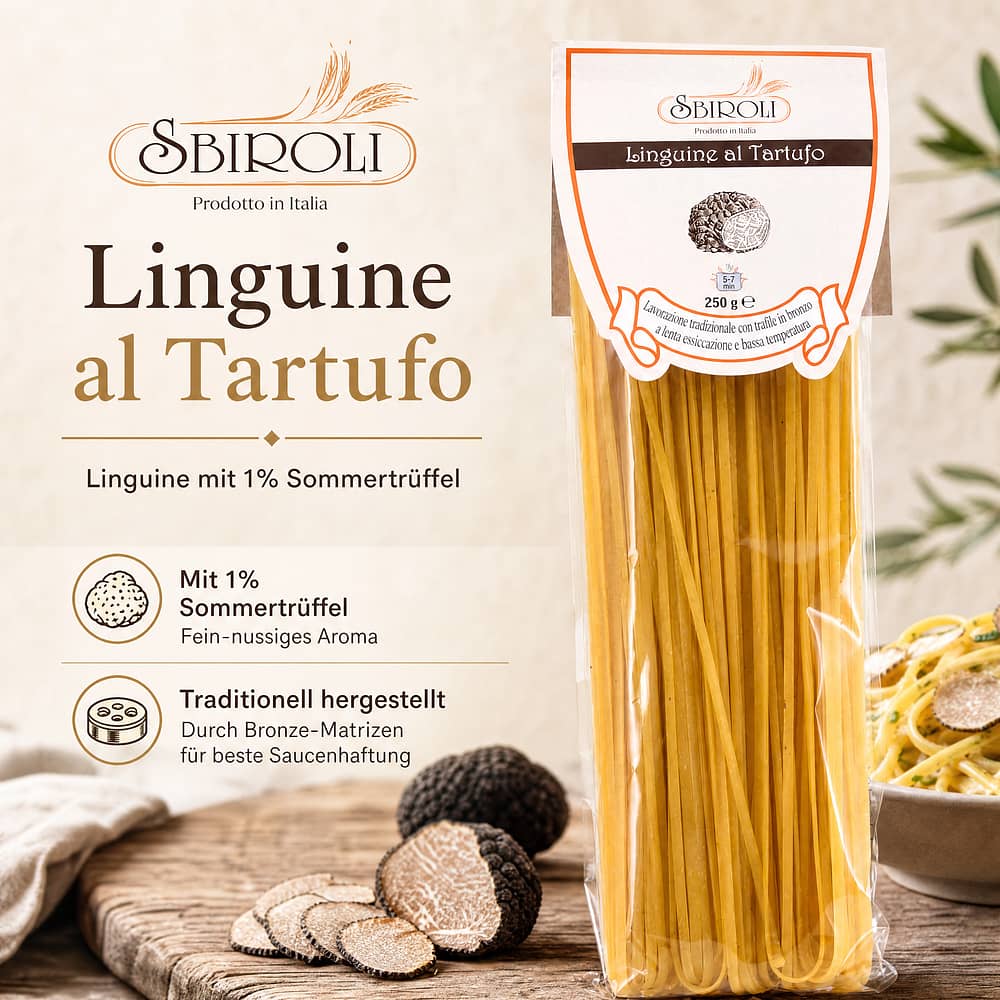 Sbiroli Linguine al Tartufo Linguine mit 1% Sommertrüffel 250 Gramm Produktbild