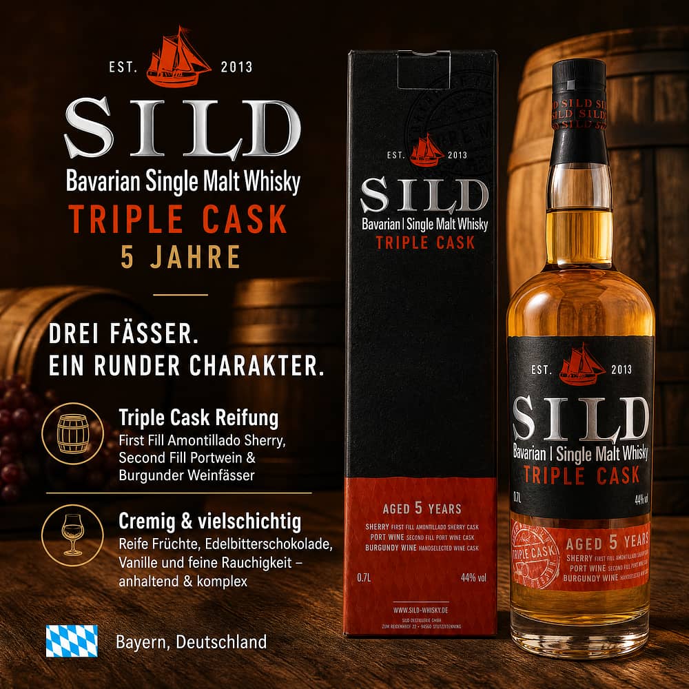 Sild Bavarian Single Malt Whisky Triple Cask 5 Jahre 0,70 Liter/ 44.0% vol Produktbild
