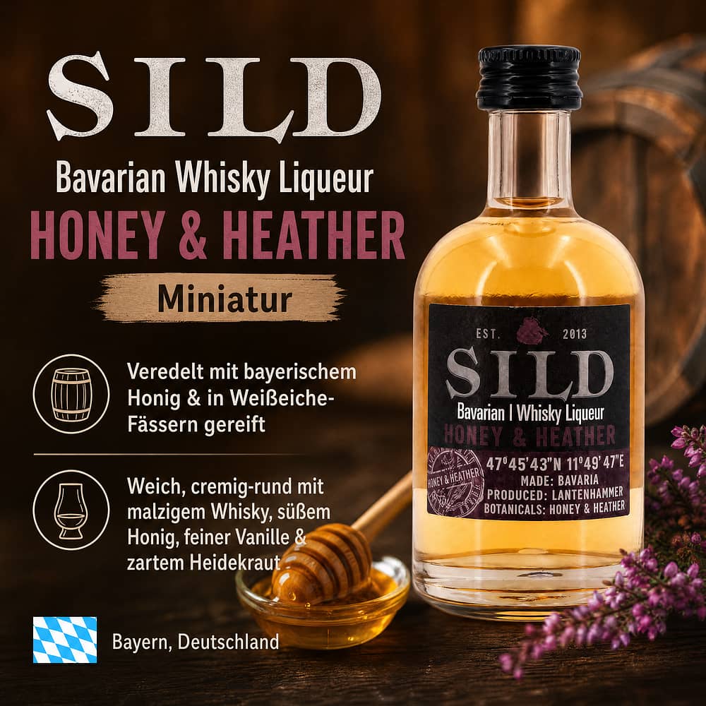 Sild Bavarian Whisky Liqueur Honey & Heather Miniatur 0,050 Liter/ 32.0% vol Produktbild