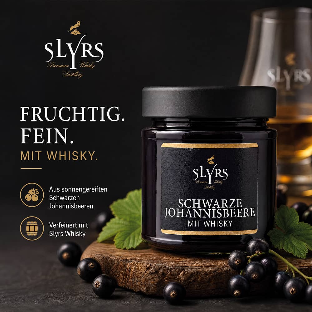 Slyrs Fruchtaufstrich Schwarze Johannisbeere mit Whisky 225 Gramm/ 7.0% vol Produktbild