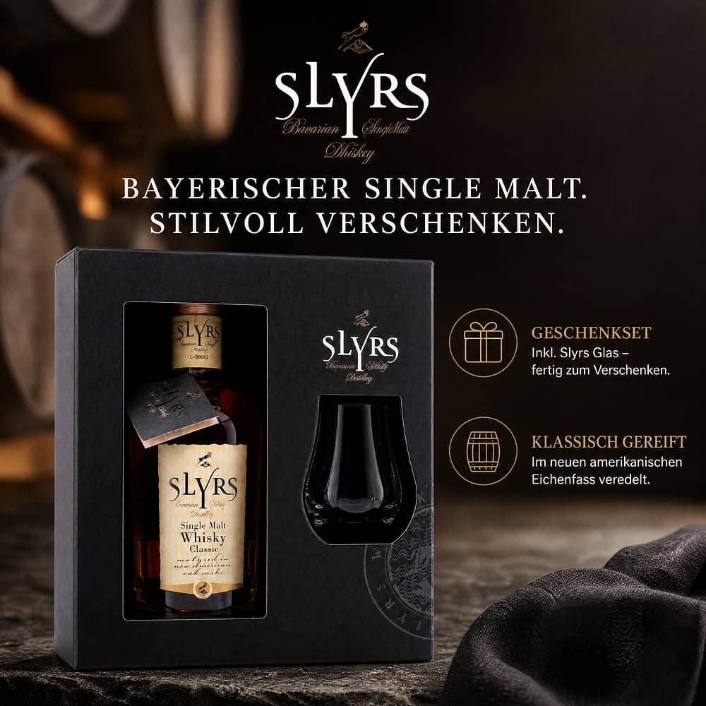 Slyrs Single Malt Whisky Geschenkset inkl. Slyrs Glas 0,70 Liter/ 43.0% vol Produktbild
