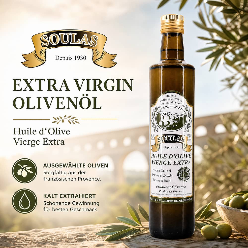 Soulas Olivenöl Huile D´Olive Extra Vergine 0,50 Liter Produktbild