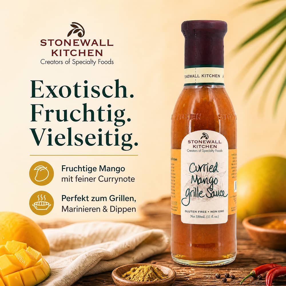 Stonewall Kitchen Curried Mango Grille Sauce 0,330 Liter Produktbild