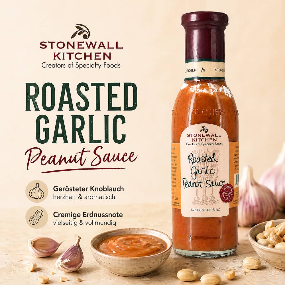 Stonewall Kitchen Roasted Garlic Peanut Sauce 0,330 Liter Produktbild