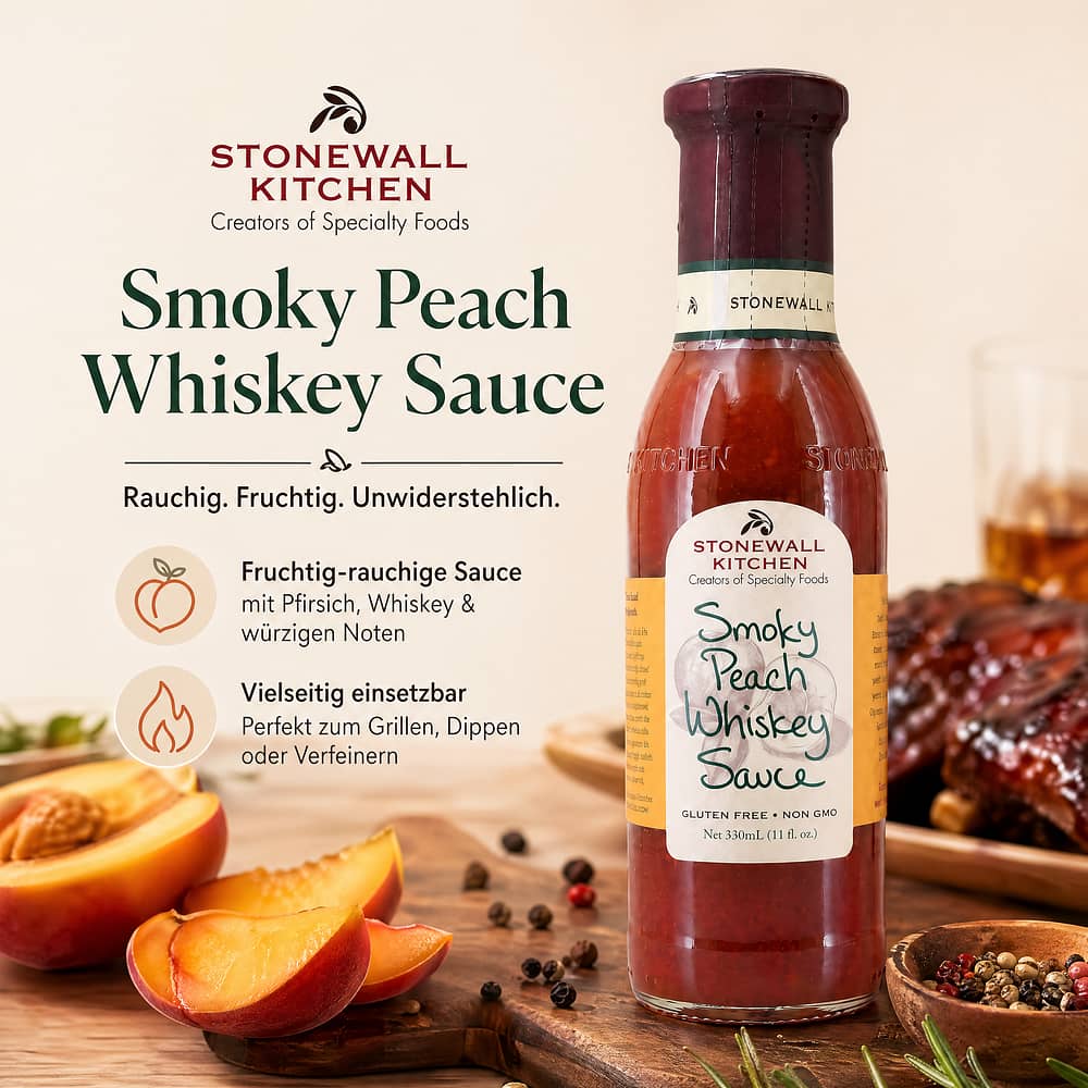 Stonewall Kitchen Smoky Peach Whiskey Sauce 0,333 Liter Produktbild