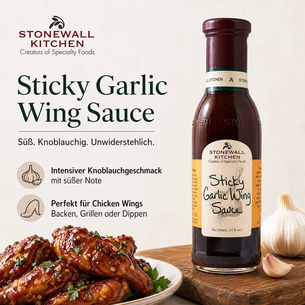 Stonewall Kitchen Sticky Garlic Wing Sauce 0,330 Liter Produktbild