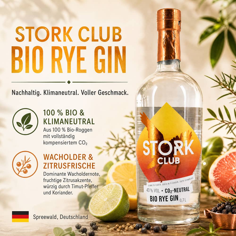 STORK CLUB BIO Rye Gin 0,70 Liter/ 43.0% vol Produktbild