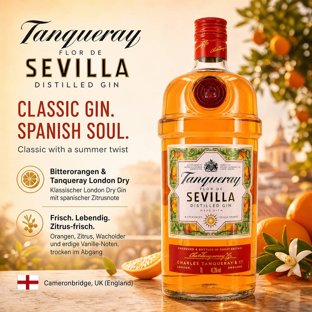 Tanqueray Flor de Sevilla Literflasche 1 Liter/ 41.3% vol Produktbild