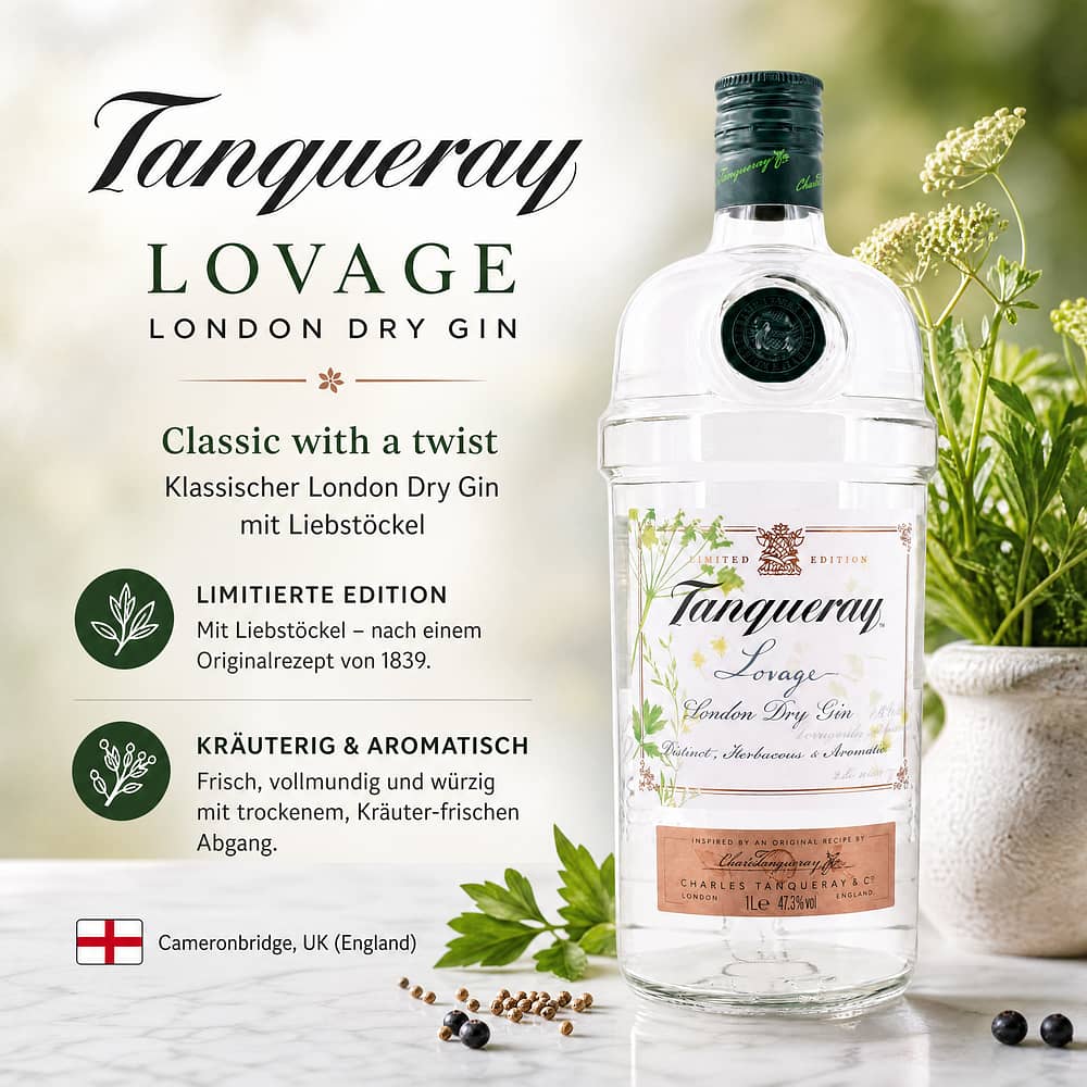 Tanqueray Lovage London Dry Gin Literflasche 1 Liter/ 47.3% vol Produktbild