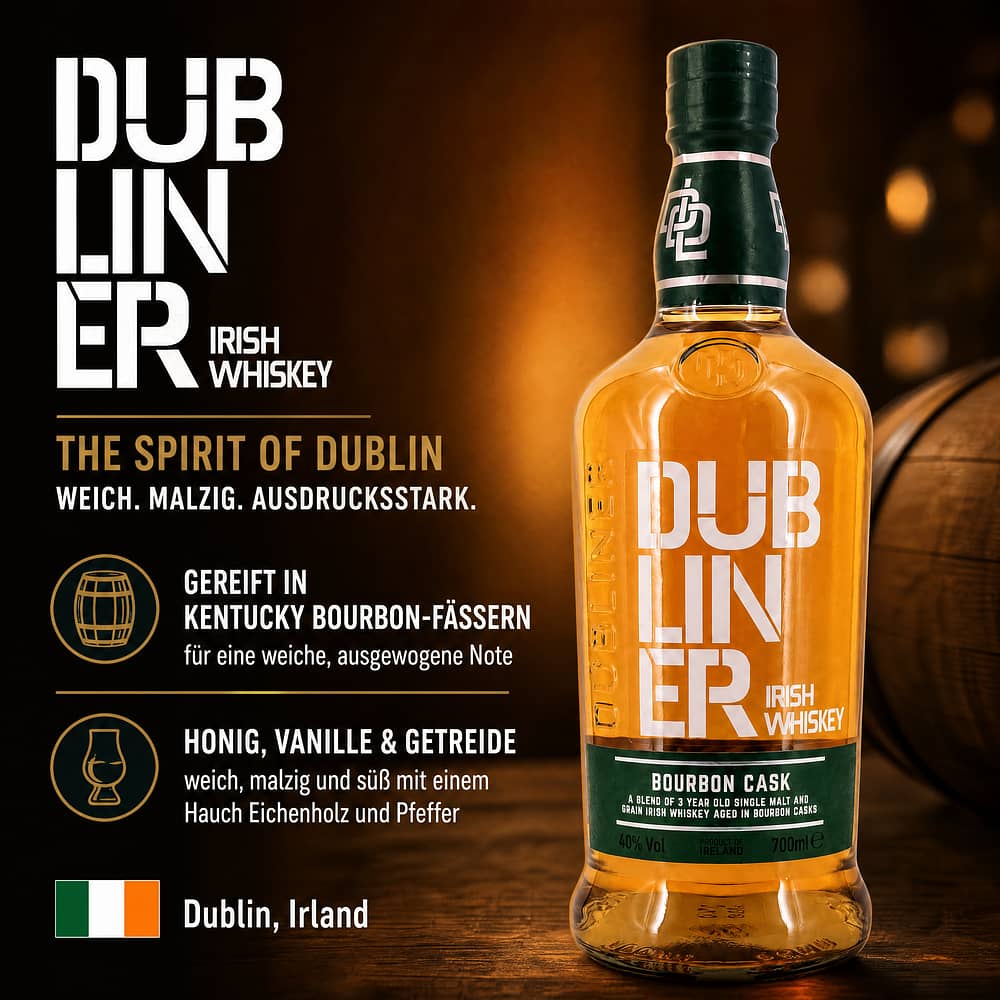 The Dubliner Irish Whiskey Bourbon Cask 0,70 Liter/ 40.0% vol Produktbild