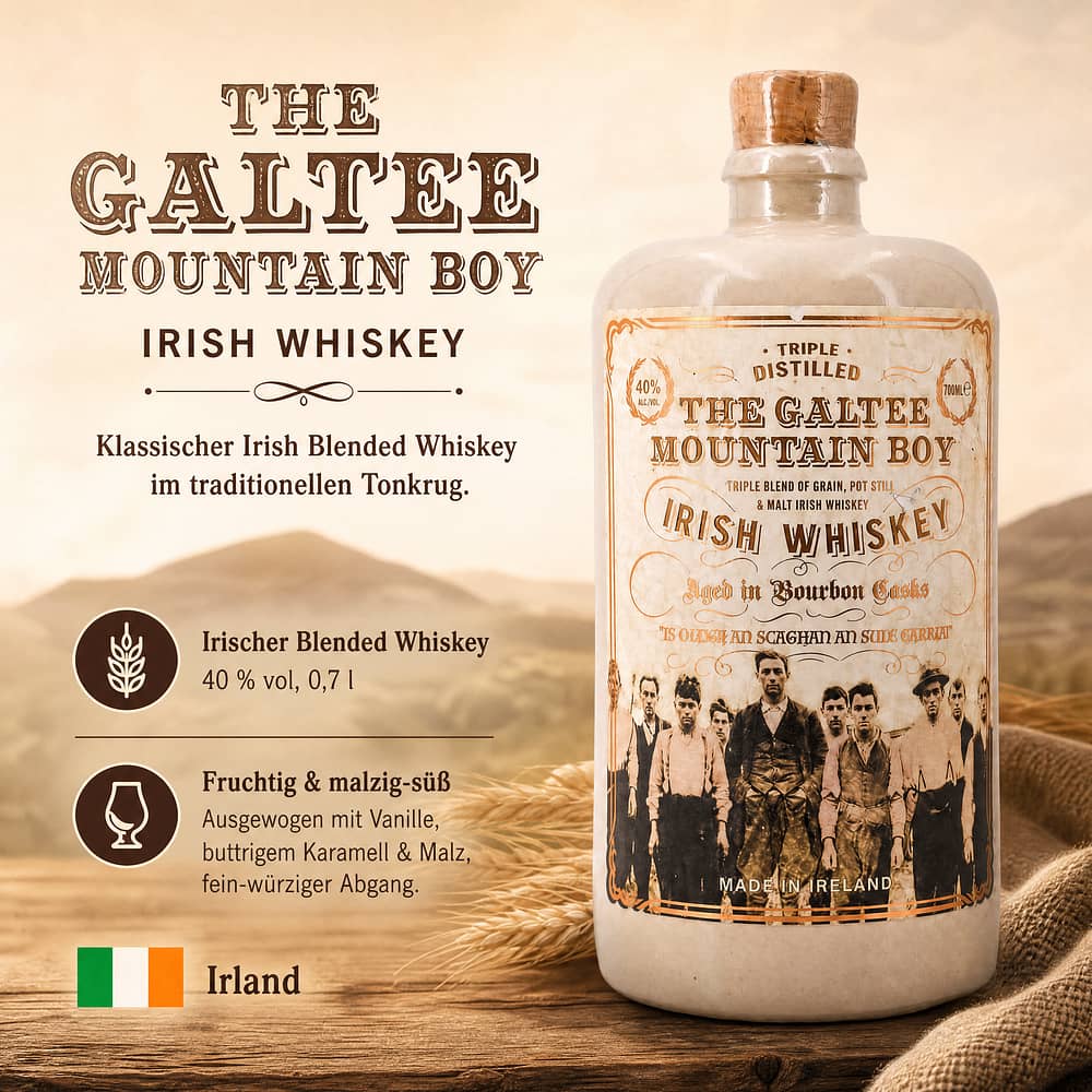 The Galtee Mountain Boy Irish Whiskey im Tonkrug 0,70 Liter/ 40.0% vol Produktbild