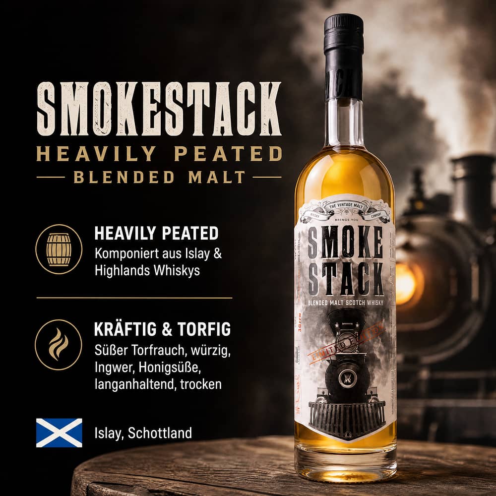 The Ileach Smokestack Heavily Peated Blended Malt 0,70 Liter/ 46.0% vol Produktbild