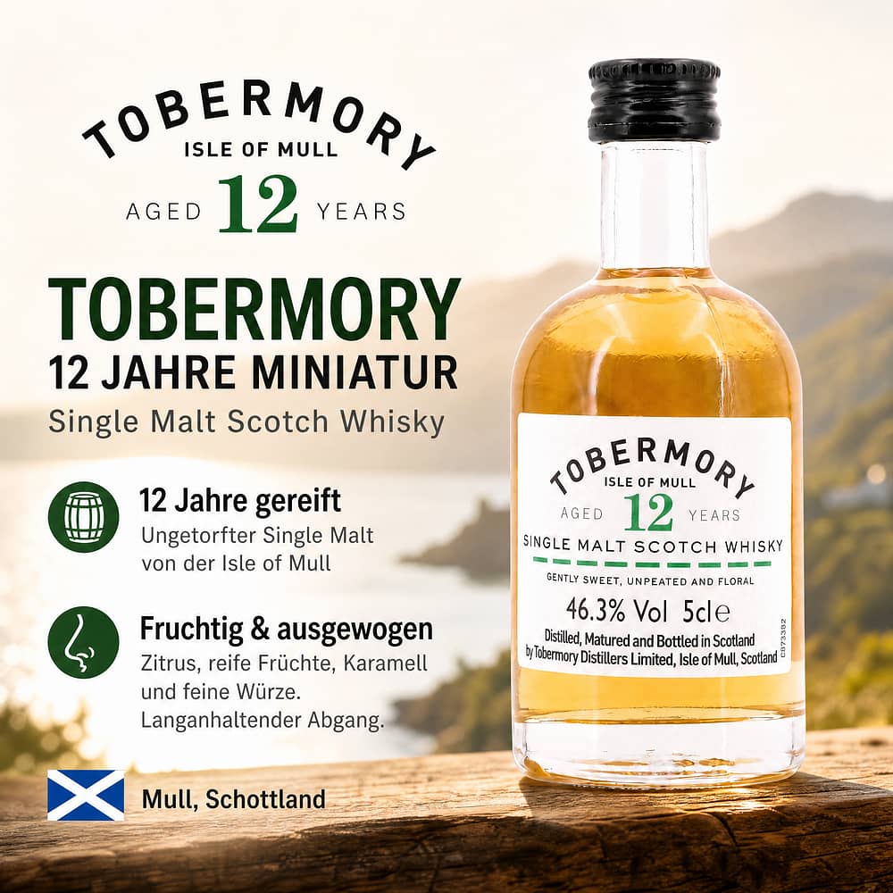 Tobermory 12 Jahre Miniatur 0,050 Liter/ 46.3% vol Produktbild