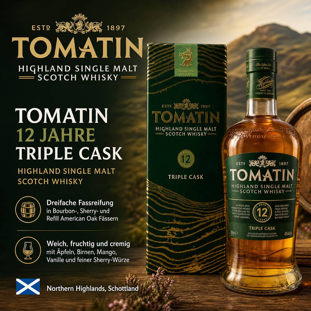 Tomatin 12 Jahre Triple Cask 0,70 Liter/ 43.0% vol Produktbild