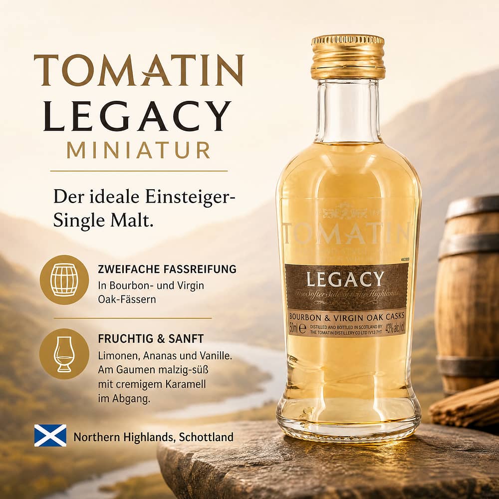 Tomatin Legacy Miniatur 0,050 Liter/ 43.0% vol Produktbild