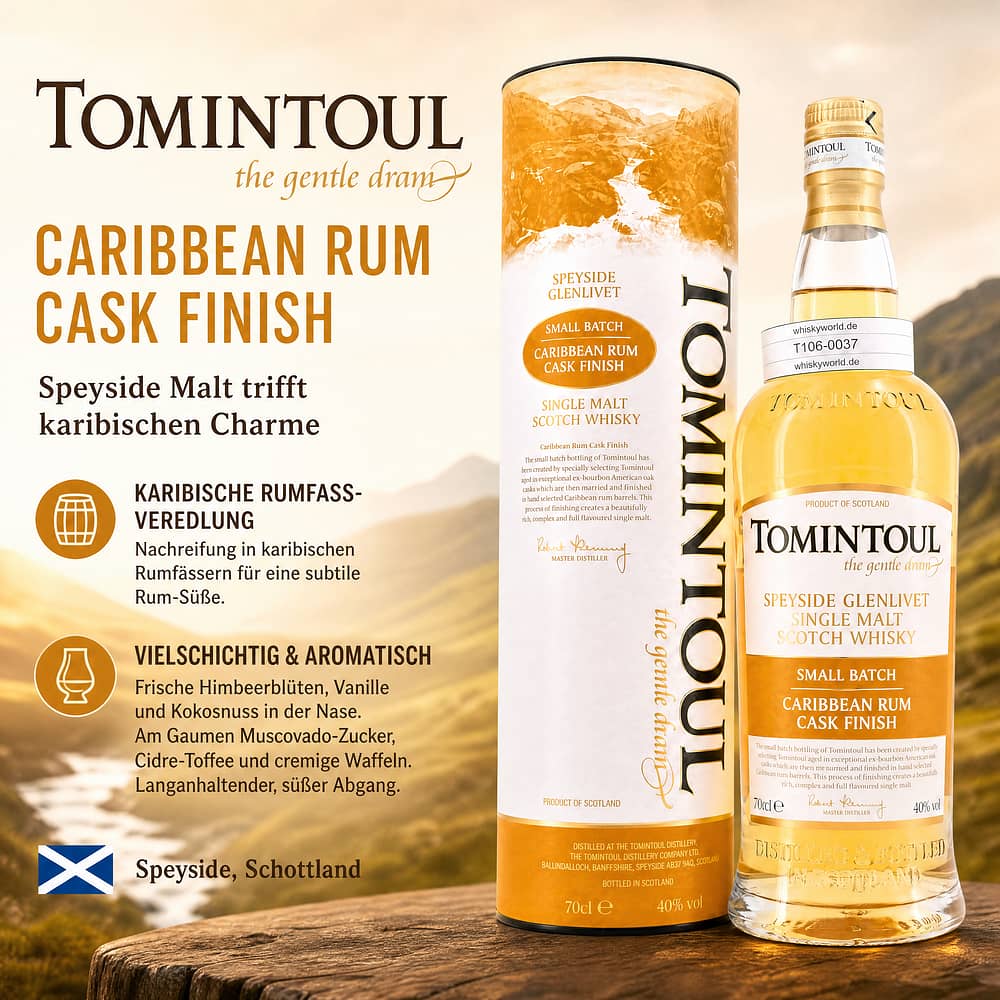 Tomintoul Caribbean Rum Cask Finish 0,70 Liter/ 40.0% vol Produktbild