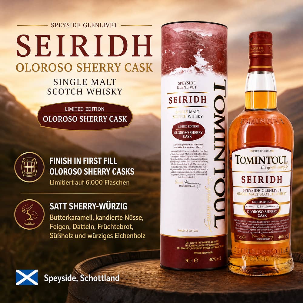 Tomintoul Seiridh Oloroso Sherrry Cask 0,70 Liter/ 40.0% vol Produktbild