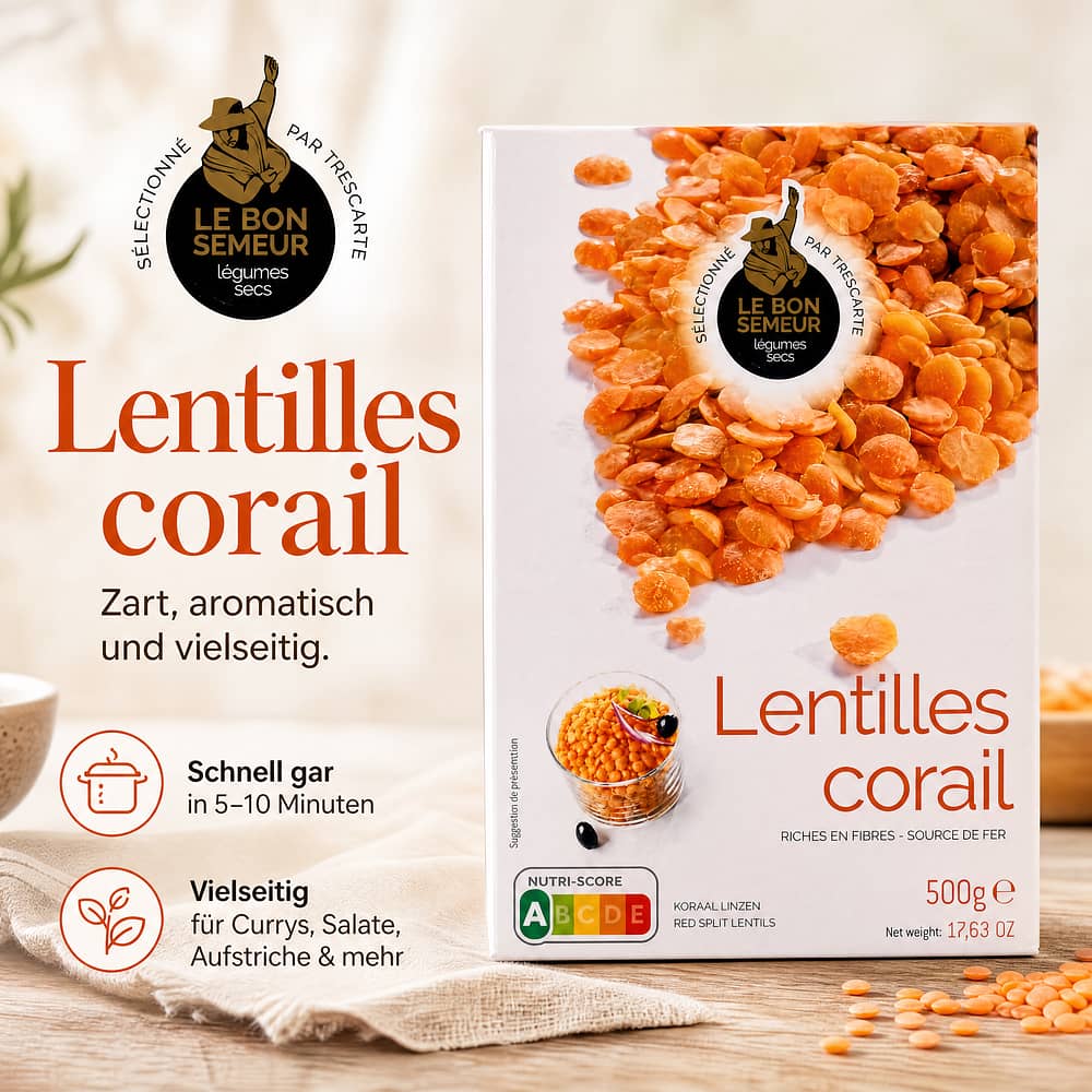 Trescarte Lentilles Corail Rote Linsen 500 Gramm Produktbild