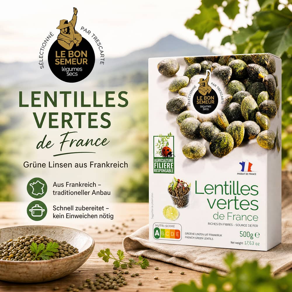 Trescarte Lentilles Vertes Grüne Linsen 500 Gramm Produktbild