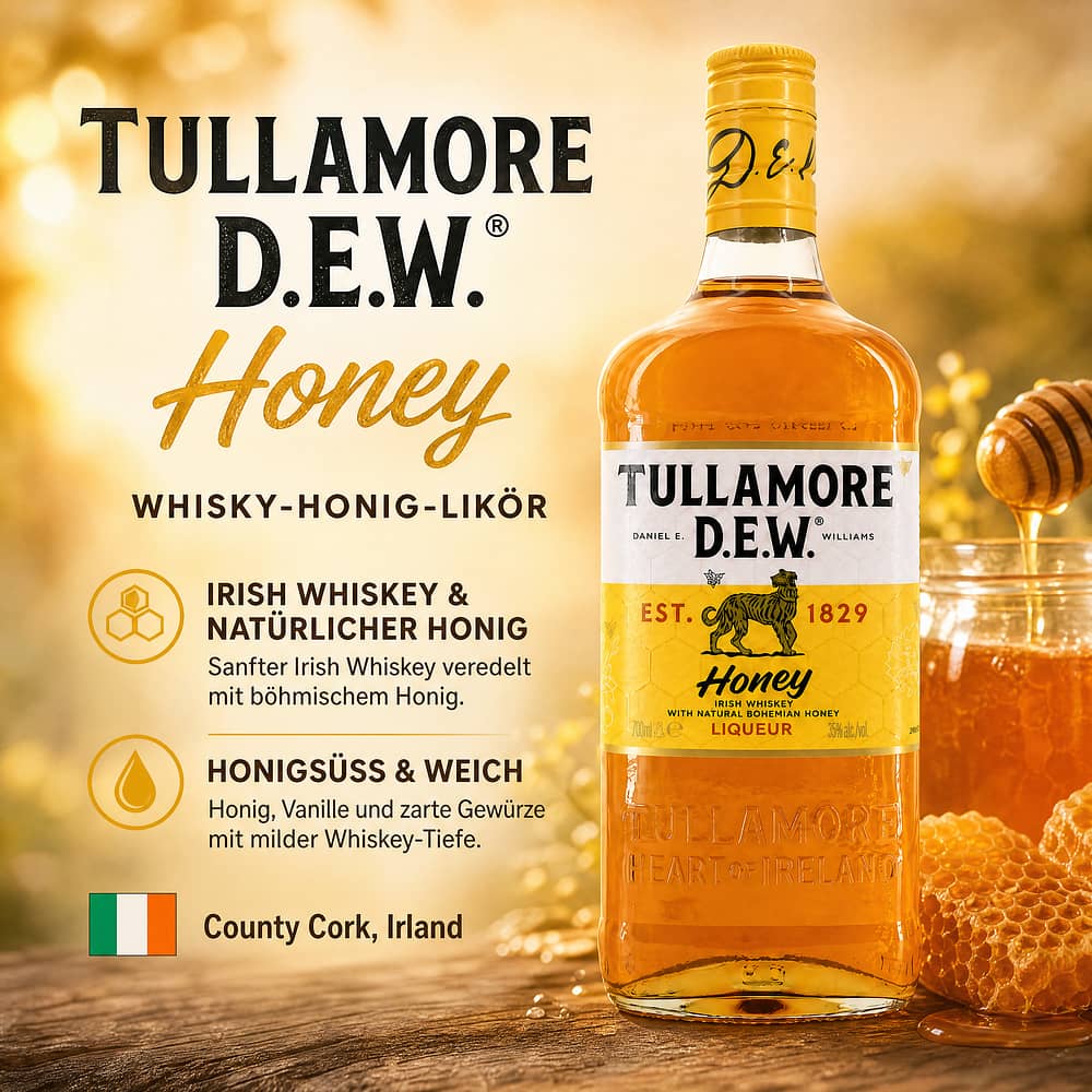 Tullamore Dew Honey Liqueur Whisky-Honig-Likör 0,70 Liter/ 35.0% vol Produktbild