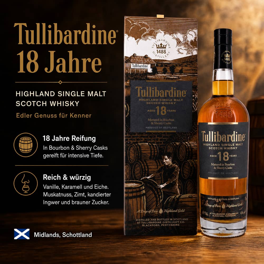 Tullibardine 18 Jahre 0,70 Liter/ 43.0% vol Produktbild