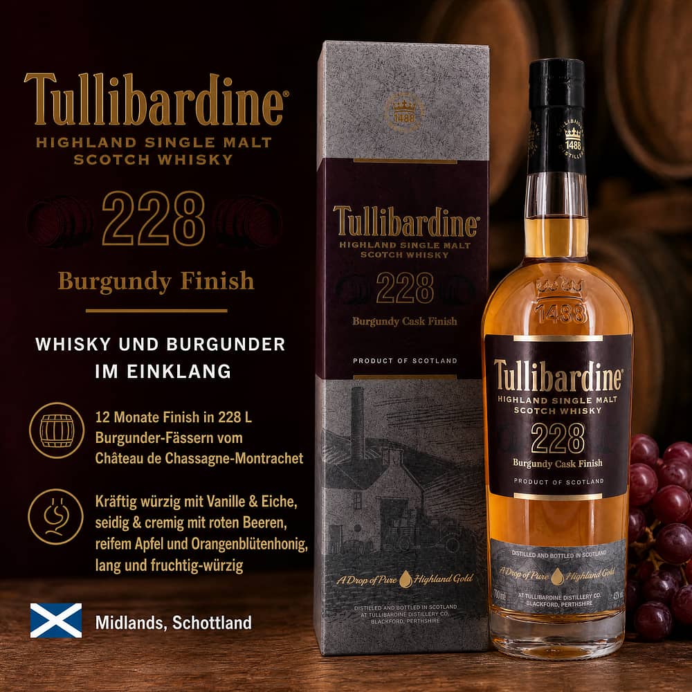 Tullibardine 228 Burgundy finish 0,70 Liter/ 43.0% vol Produktbild
