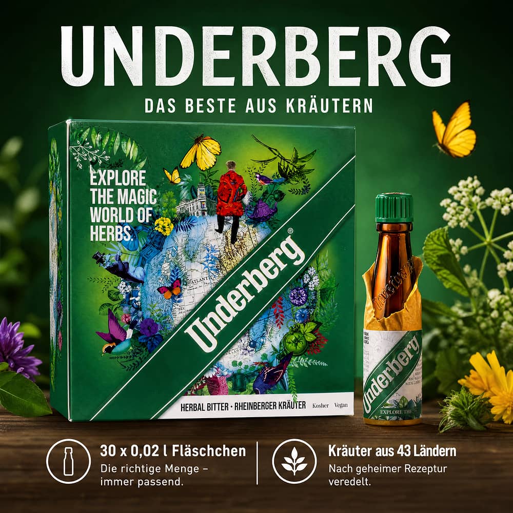 Underberg Kräuterlikör 30 x 0,02l Fläschchen 0,60 Liter/ 44.0% vol Produktbild
