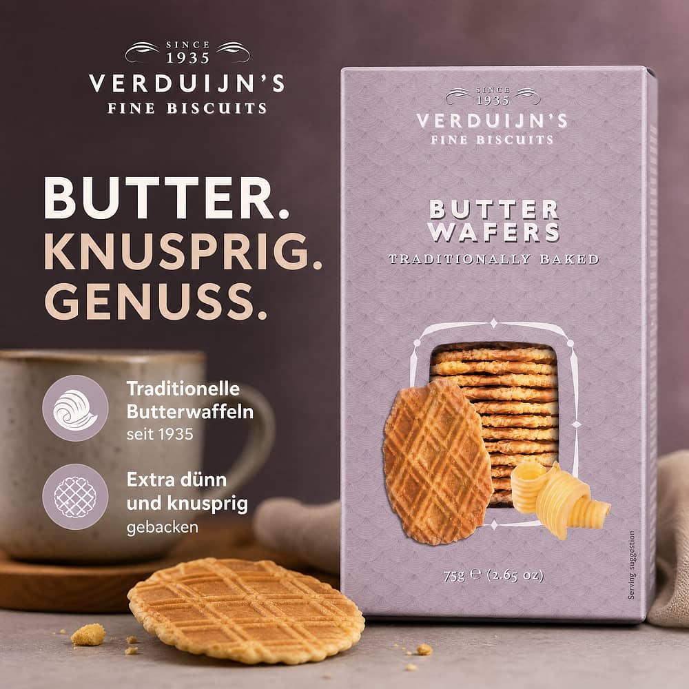 Verduijn's Butter Wafers Butterwaffeln 75 Gramm Produktbild