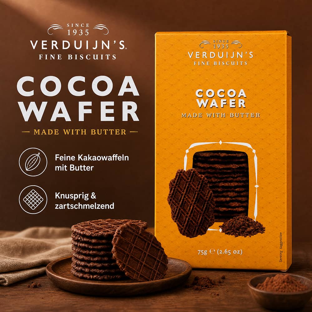Verduijn's Cocoa Wafer Kakaowaffeln 75 Gramm Produktbild