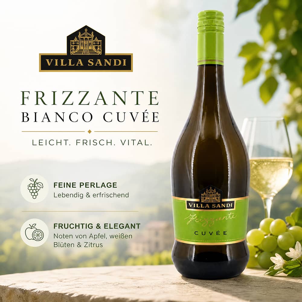 Villa Sandi Frizzante Bianco Cuvèe Stelvin 0,750 Liter/ 10.0% vol Produktbild