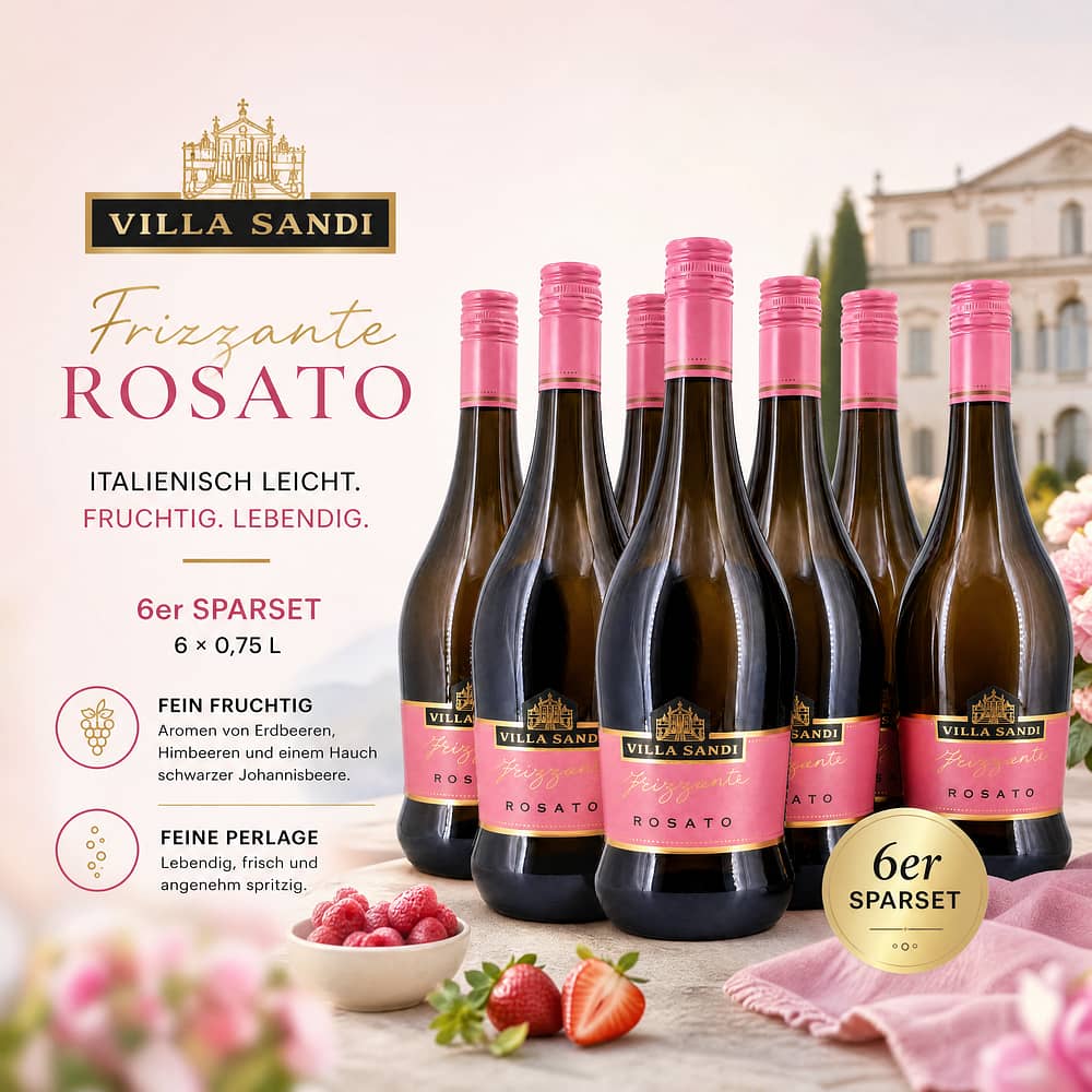 Villa Sandi Frizzante Rosato ITG Marca Trevigiana Stelvin 6er Sparset 4,50 Liter/ 10.5% vol Produktbild