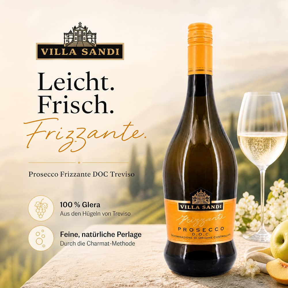 Villa Sandi Prosecco Frizzante DOC Treviso Stelvin 0,750 Liter/ 10.0% vol Produktbild