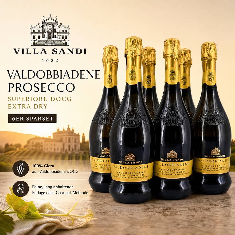 Villa Sandi Prosecco Valdobbiadene Superiore Spumante DOCG Extra Dry 6er Sparset 4,50 Liter/ 11.0% vol Produktbild