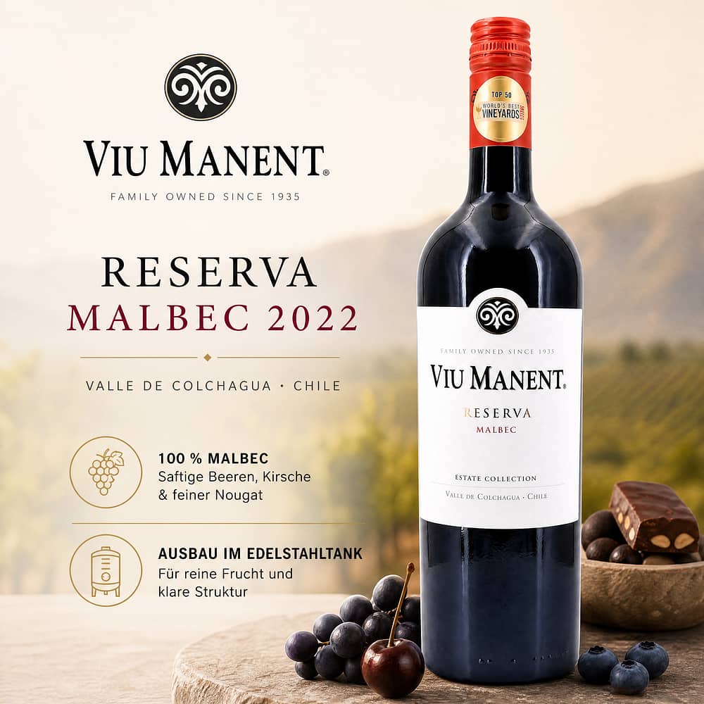 Viu Manent Reserva Malbec 2022 0,750 Liter/ 13.5% vol Produktbild