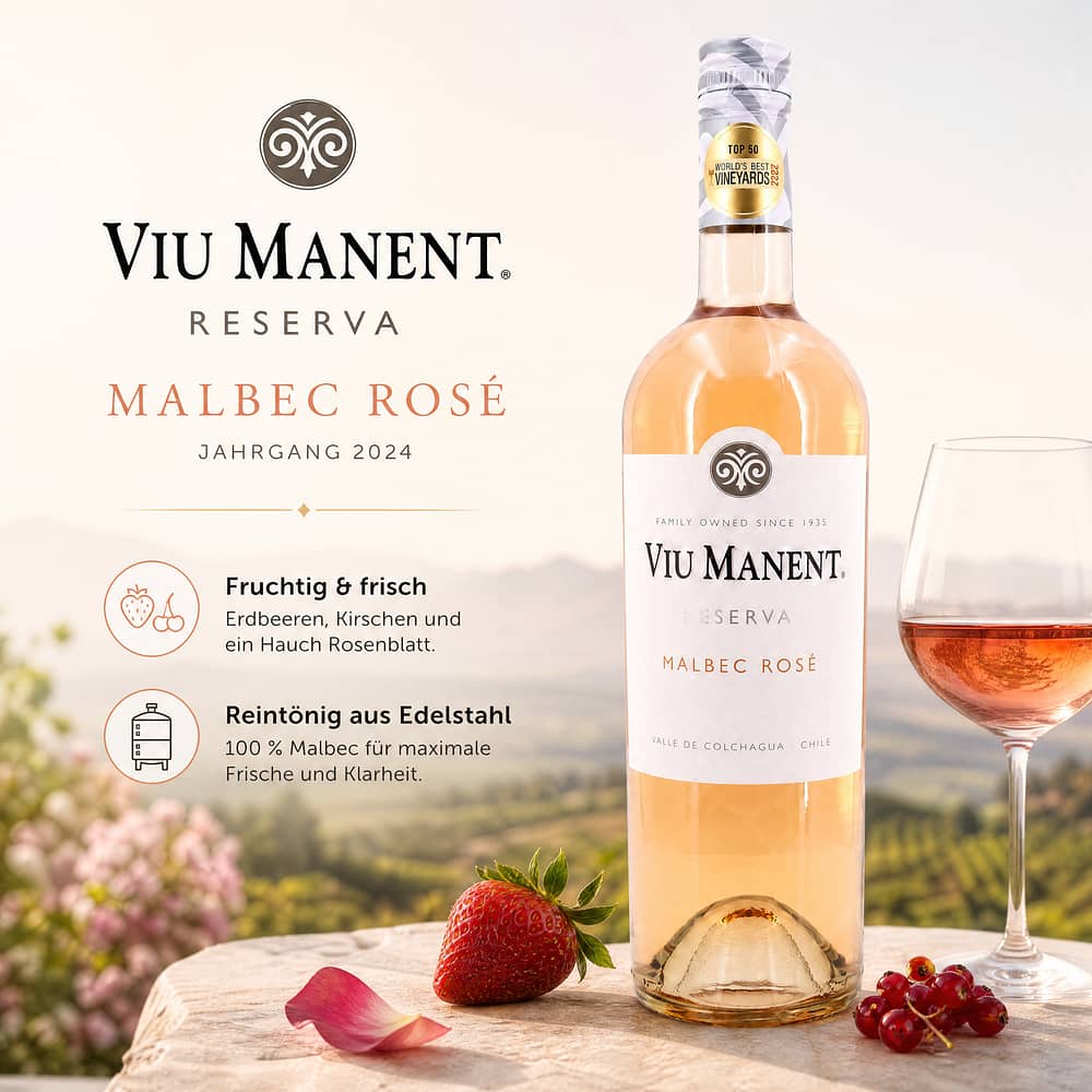 Viu Manent Reserva Malbec Rosè Jahrgang 2024 0,750 Liter/ 12.5% vol Produktbild