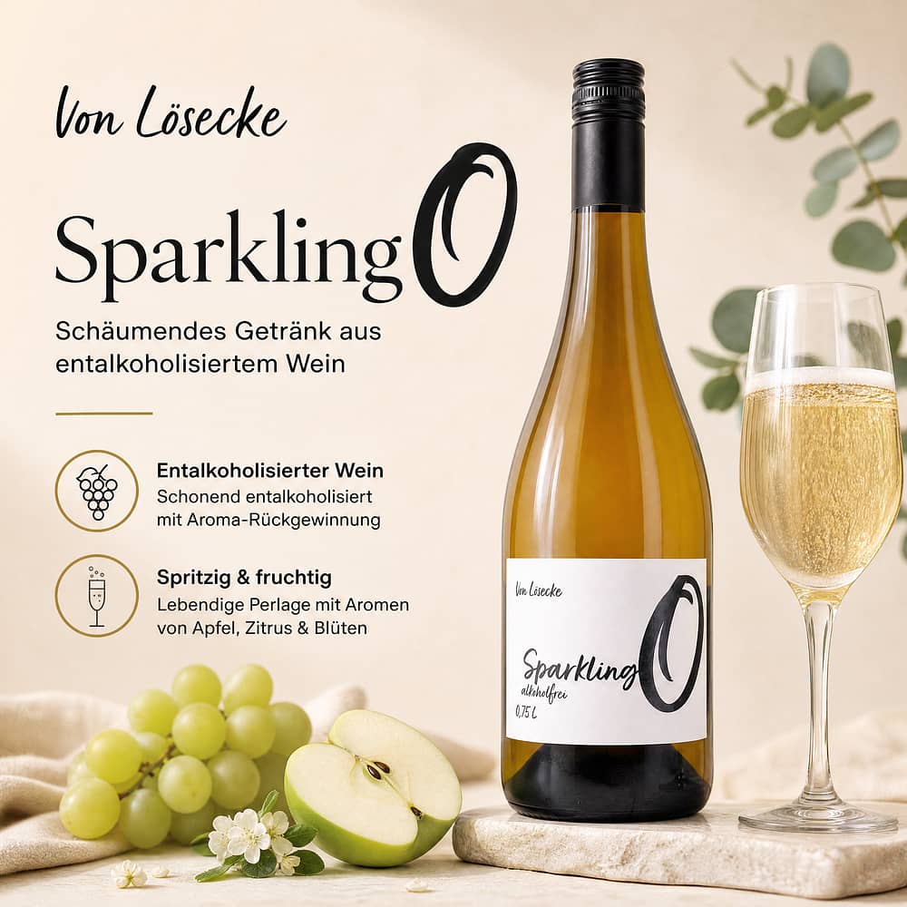 von Lösecke Sparkling O Schäumendes Getränk aus entalkoholisiertem Wein 0,750 Liter Produktbild